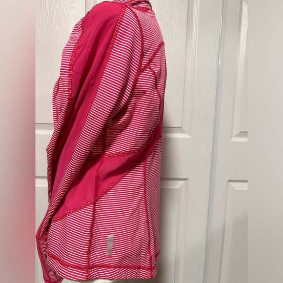 Zella Pink/White Stripes Zip Up Jacket*2 Way Zipper, size M - Picture 8 of 9